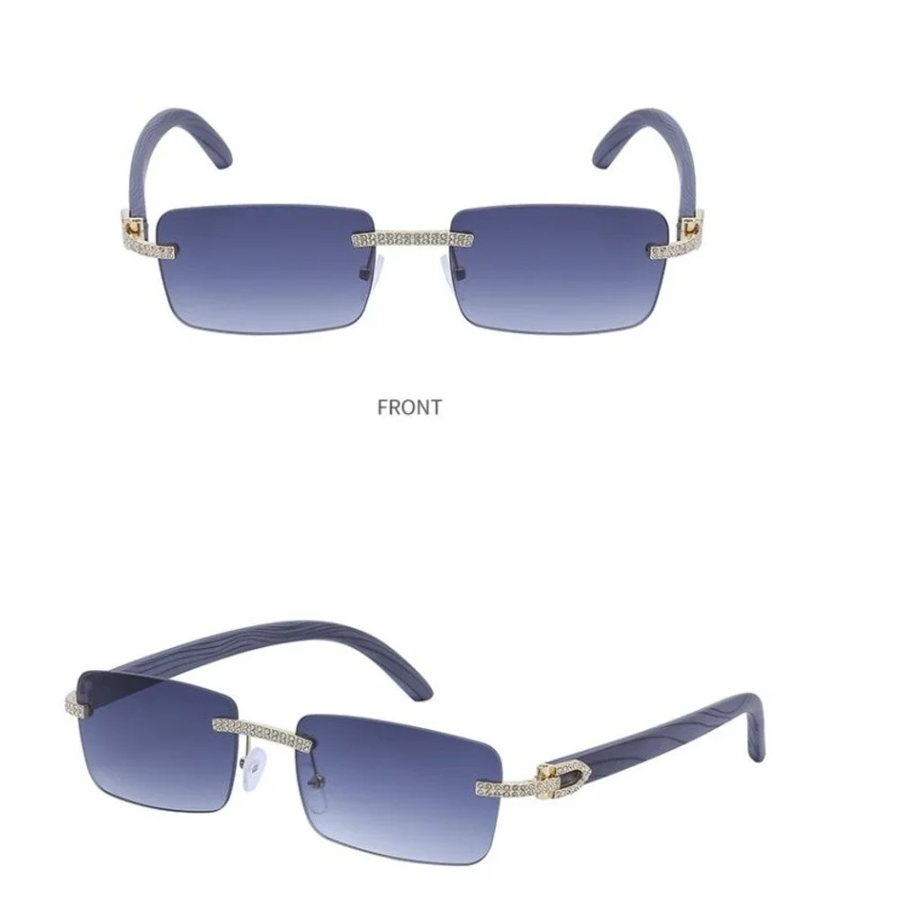 Men Sunglasses Square Rimless Street Wear Classic Trendy Diamond Shades Hip Hop‎